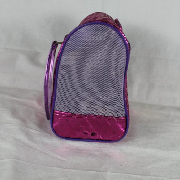 Battat Pucci Pups Carrier Yorkshire Terrier Pink Polka Dot Gold Flowers Zippers - Picture 6 of 16